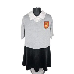 Harry Potter Girls Gray Gryffindor Patch Wizard Halloween Costume Dress Size 7-8